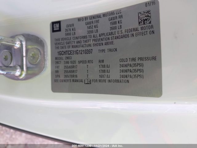 1GCHTCE31G1210397 Chevrolet Colorado Lt