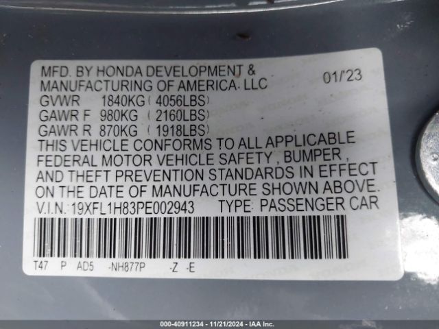 19XFL1H83PE002943 Honda Civic Sport Touring