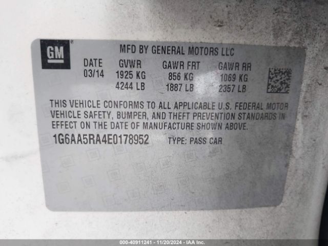 1G6AA5RA4E0178952 Cadillac Ats Standard