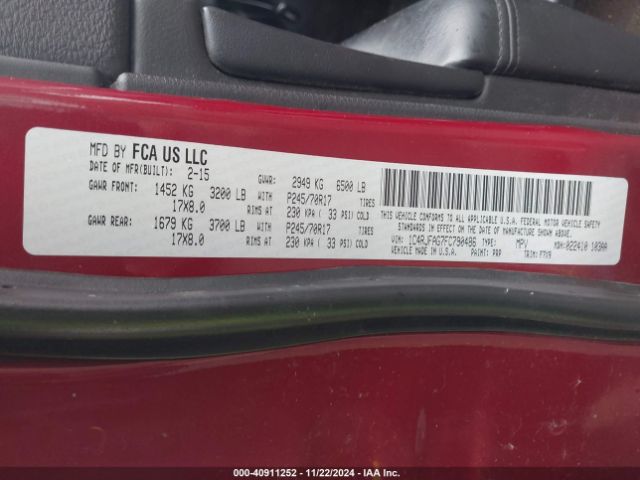 1C4RJFAG7FC790486 Jeep Grand Cherokee Laredo