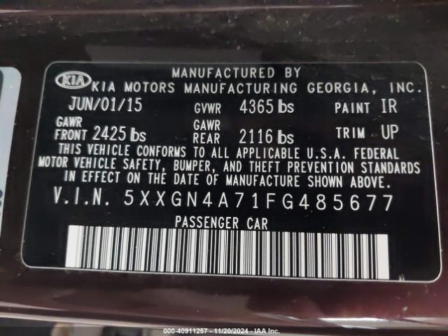 5XXGN4A71FG485677 KIA OPTIMA EX