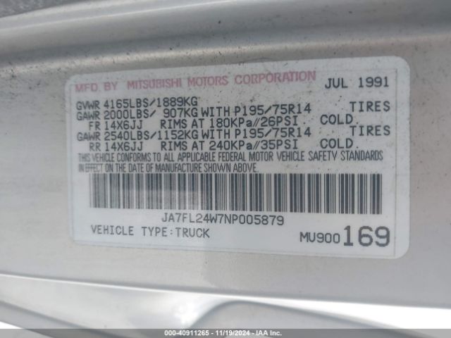 1992 MITSUBISHI MIGHTY MAX / S JA7FL24W7NP005879 Photo 8