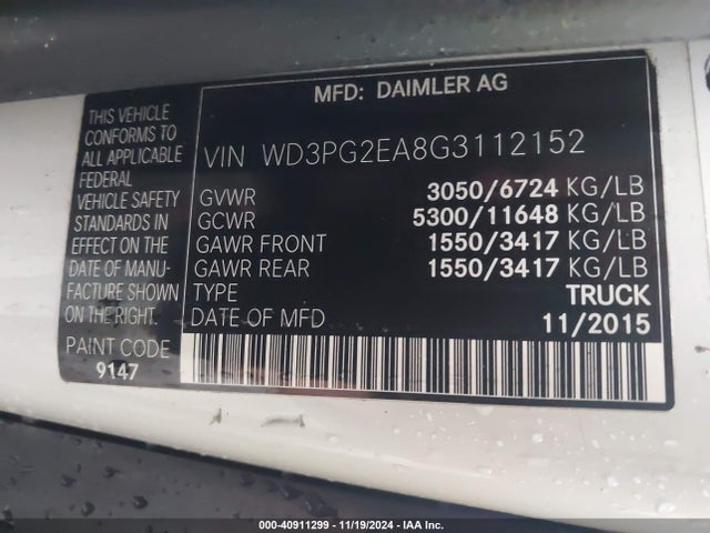WD3PG2EA8G3112152 Mercedes-Benz Metris