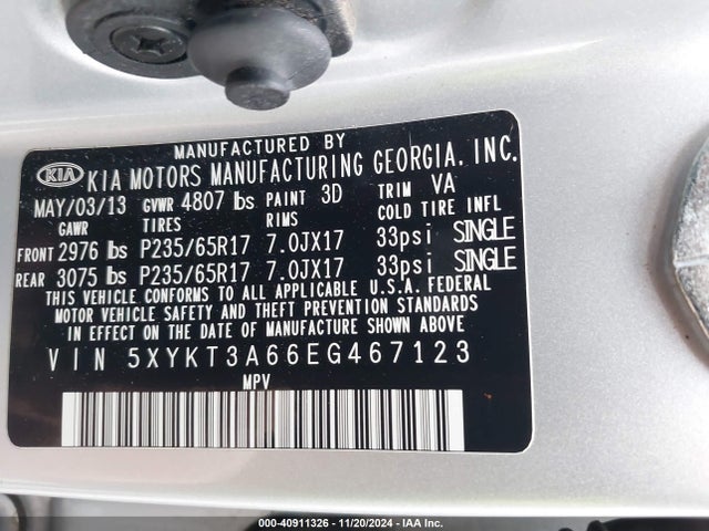 KIA SORENTO LX 2014 5XYKT3A66EG467123 Image 9