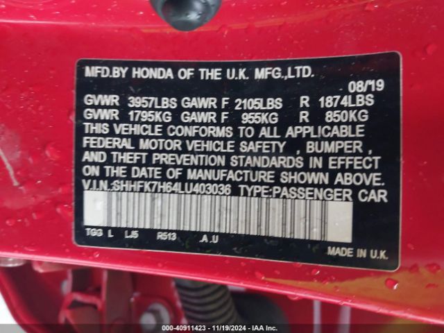 SHHFK7H64LU403036 Honda CIVIC EX