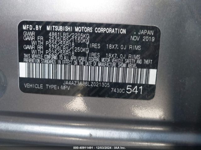 2020 MITSUBISHI OUTLANDER JA4AZ3A36LZ021305 Photo 8