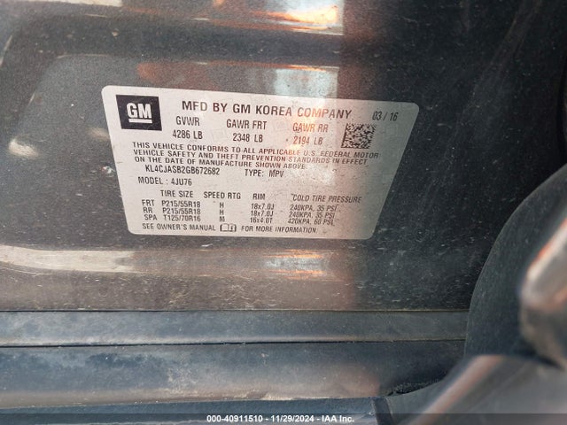 KL4CJASB2GB672682 Buick Encore