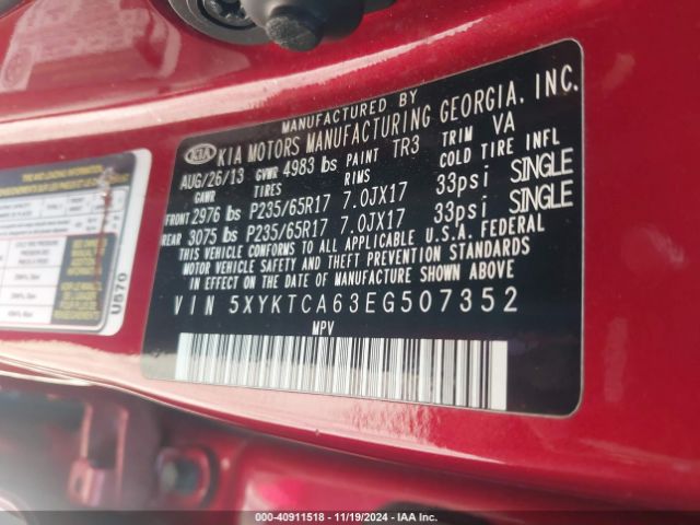 5XYKTCA63EG507352 KIA SORENTO LX