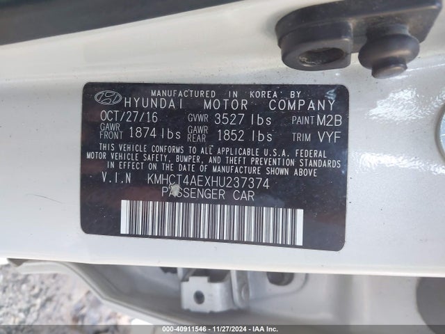Hyundai ACCENT SE 2017 KMHCT4AEXHU237374 Image 9