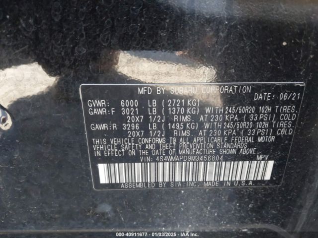 2021 SUBARU ASCENT 4S4WMAPD9M3456804 Photo 8