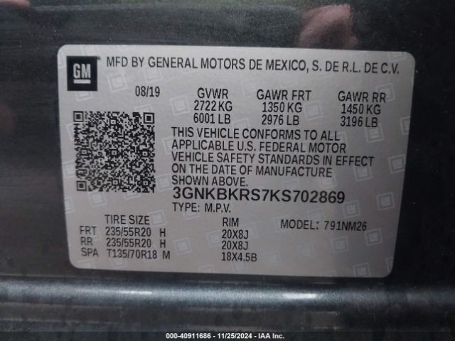 3GNKBKRS7KS702869 Chevrolet Blazer Premier