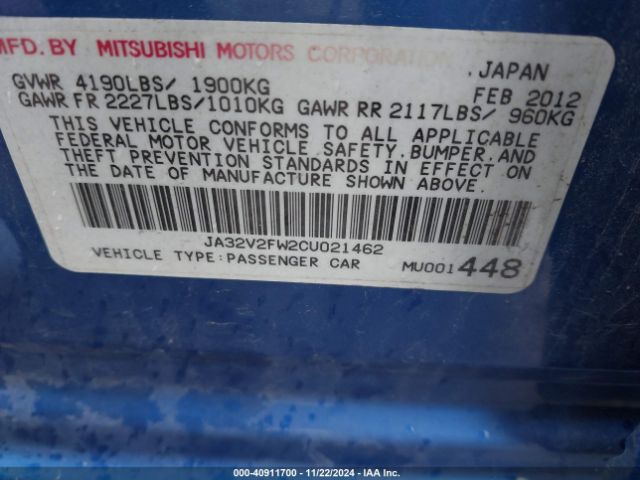 2012 MITSUBISHI LANCER JA32V2FW2CU021462 Photo 8