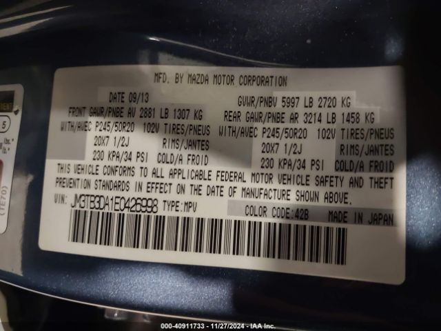 JM3TB3DA1E0426998 Mazda Cx-9 Grand Touring