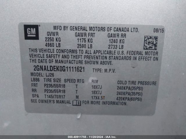 2GNALDEK0G1111621 Chevrolet Equinox Ltz