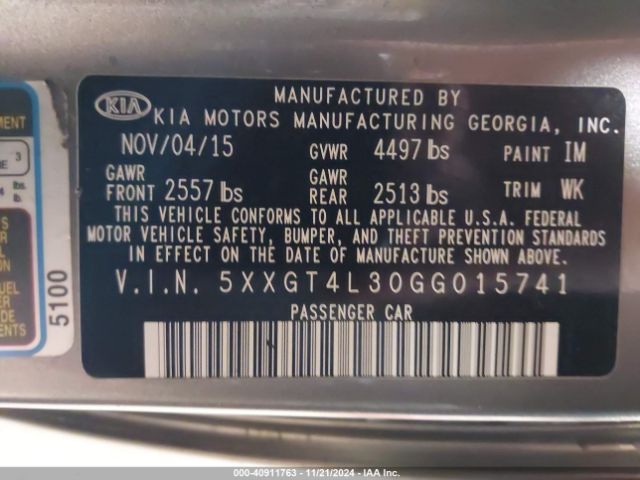 2016 KIA OPTIMA 5XXGT4L30GG015741 Photo 8