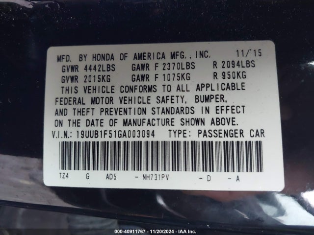 19UUB1F51GA003094 Acura TLX TECH