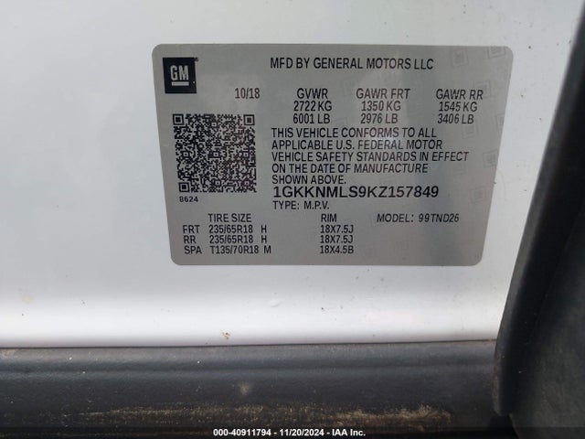 1GKKNMLS9KZ157849 GMC Acadia Slt-1