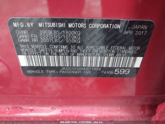 JA32U2FU3HU011659 Mitsubishi Lancer Es/le