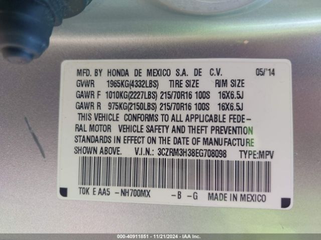 3CZRM3H38EG708098 Honda CR-V LX