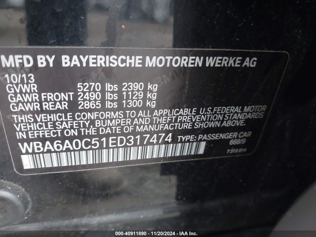 WBA6A0C51ED317474 BMW 640i Gran Coupe
