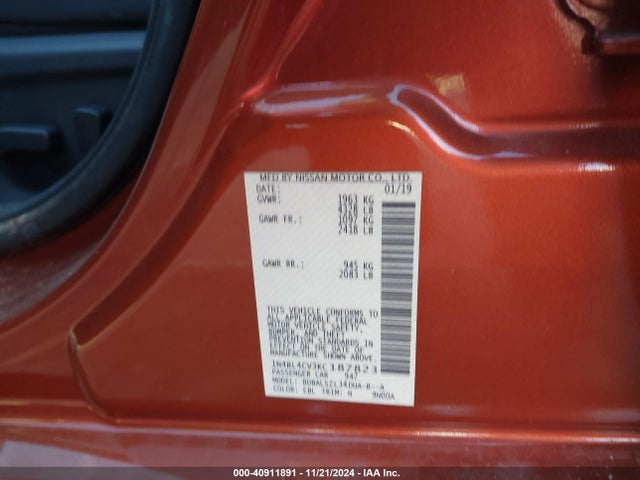 Nissan Altima 2.5 Sr 2019 1N4BL4CV3KC187823 Image 9