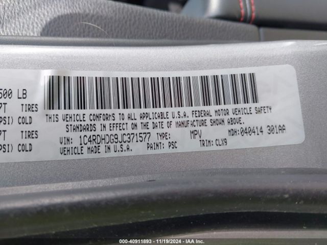 1C4RDHDG9JC371577 Dodge Durango Gt Rwd