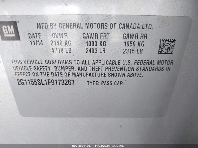 Chevrolet Impala 1lz 2015 2G1155SL1F9173267 Image 9