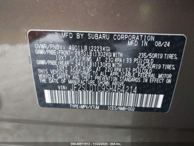 JF2SLDTC9SH464214 Subaru Forester Touring