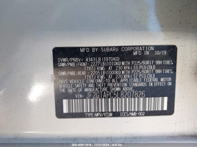JF2GTAPC5L8207826 Subaru Crosstrek Premium