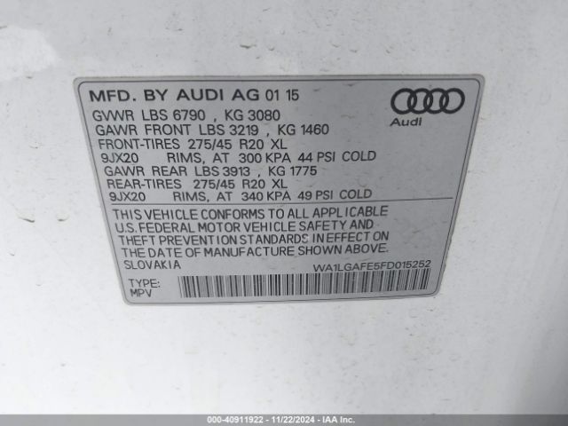 WA1LGAFE5FD015252 Audi Q7 3.0t Premium