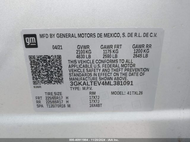 3GKALTEV4ML381091 GMC Terrain Awd Sle