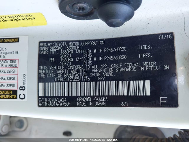 JTEBU5JR7J5541716 Toyota 4runner Limited