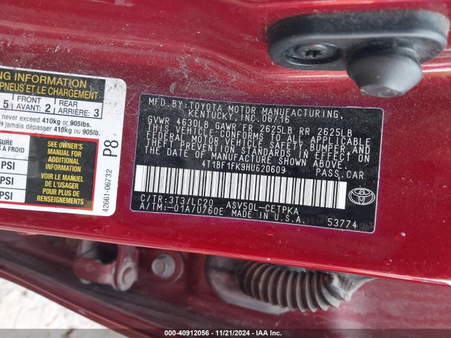 4T1BF1FK9HU620609 Toyota CAMRY XSE