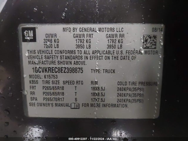 Chevrolet Silverado 1500 2lt 2014 1GCVKREC8EZ398875 Image 9