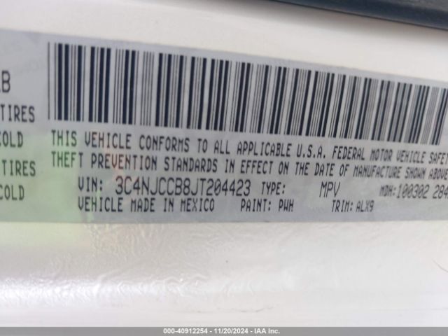 3C4NJCCB8JT204423 Jeep Compass Limited Fwd