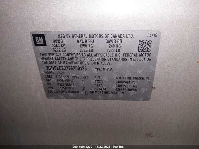 Chevrolet Equinox 2lt 2015 2GNFLCE33F6350123 Image 9