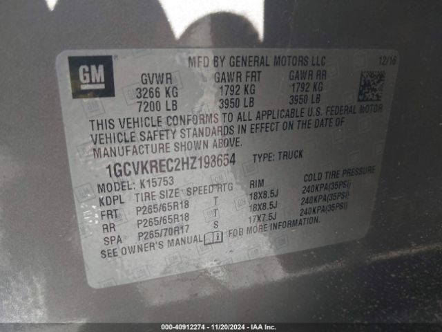 1GCVKREC2HZ193654 Chevrolet Silverado 1500 2lt