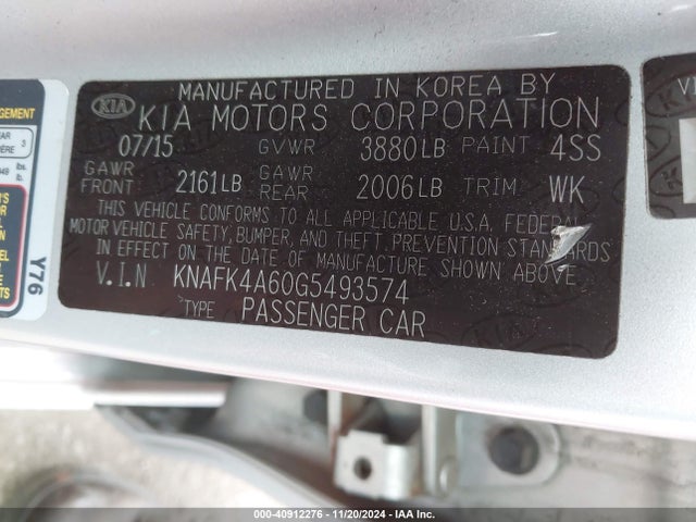 KIA FORTE LX 2016 KNAFK4A60G5493574 Image 9