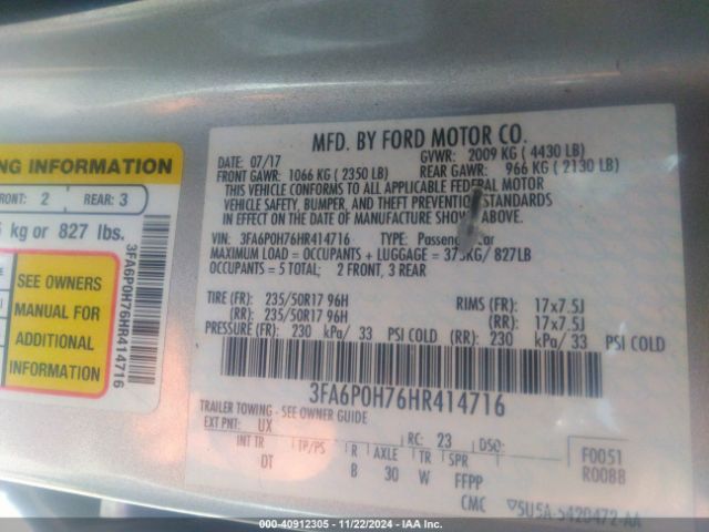 3FA6P0H76HR414716 Ford FUSION SE