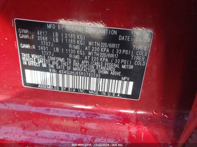 4S4GUHU65R3792590 Subaru Crosstrek Wilderness