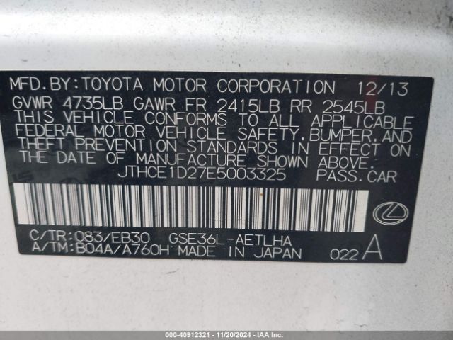 JTHCE1D27E5003325 Lexus IS 350
