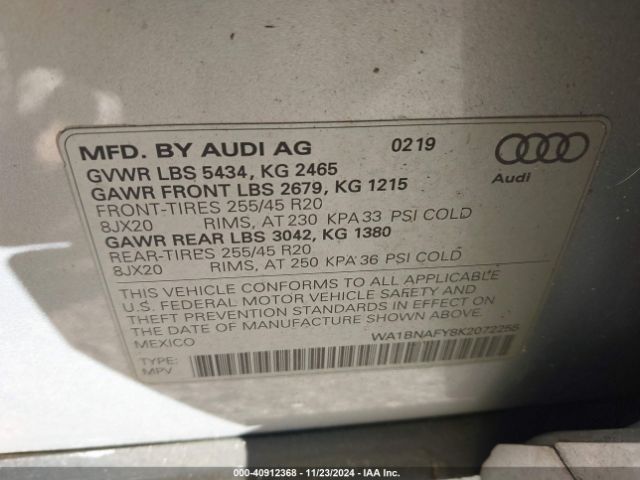WA1BNAFY8K2072255 Audi Q5 45 Premium