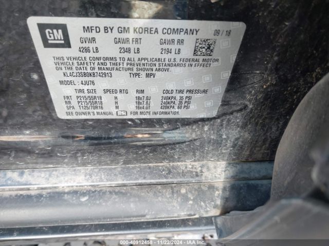 KL4CJ3SB0KB742913 Buick Encore Fwd1sv