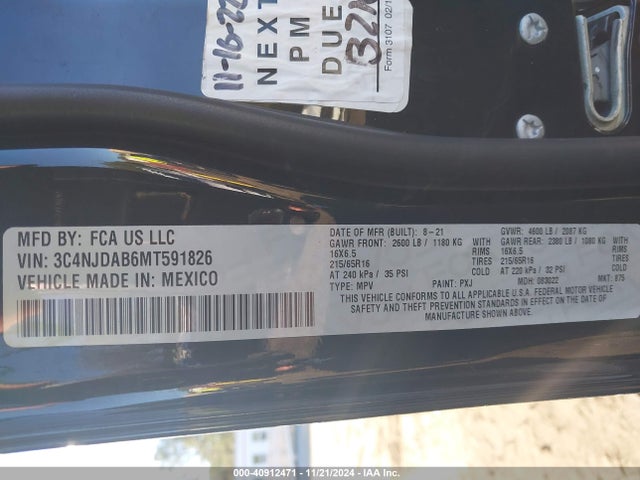 3C4NJDAB6MT591826 Jeep Compass Sport 4x4