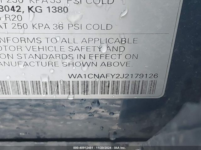 WA1CNAFY2J2179126 Audi Q5 2.0t Premium/2.0t Tech Premium