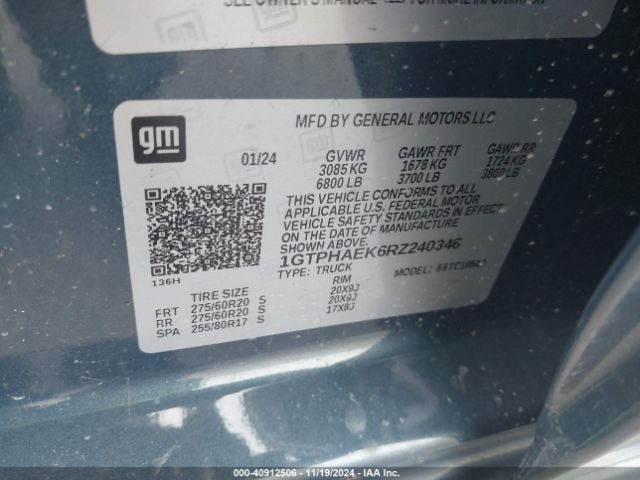 1GTPHAEK6RZ240346 GMC SIERRA 1500
