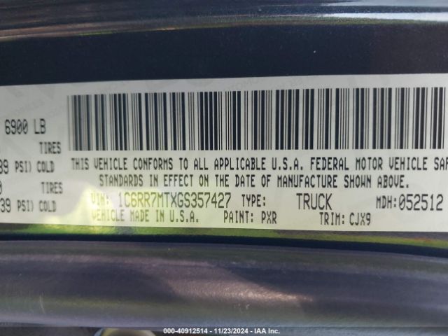 1C6RR7MTXGS357427 RAM 1500 Sport