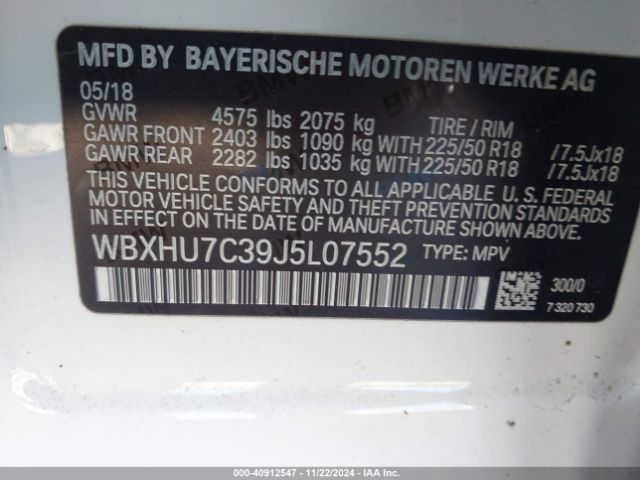 WBXHU7C39J5L07552 BMW X1 Sdrive28i