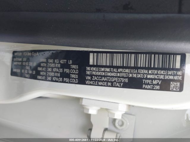 ZACCJAAT2GPE37916 Jeep Renegade Sport