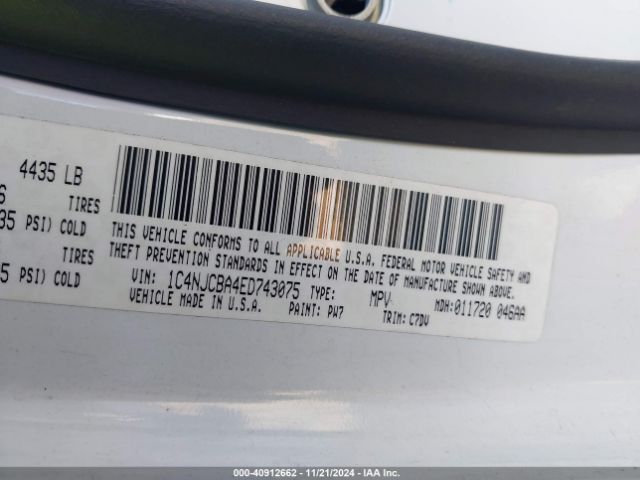 1C4NJCBA4ED743075 Jeep Compass Sport